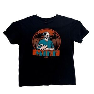 Miami Mike Graphic T Shirt Black Crew Neck Short Sleeve Gildan Softstyle Large